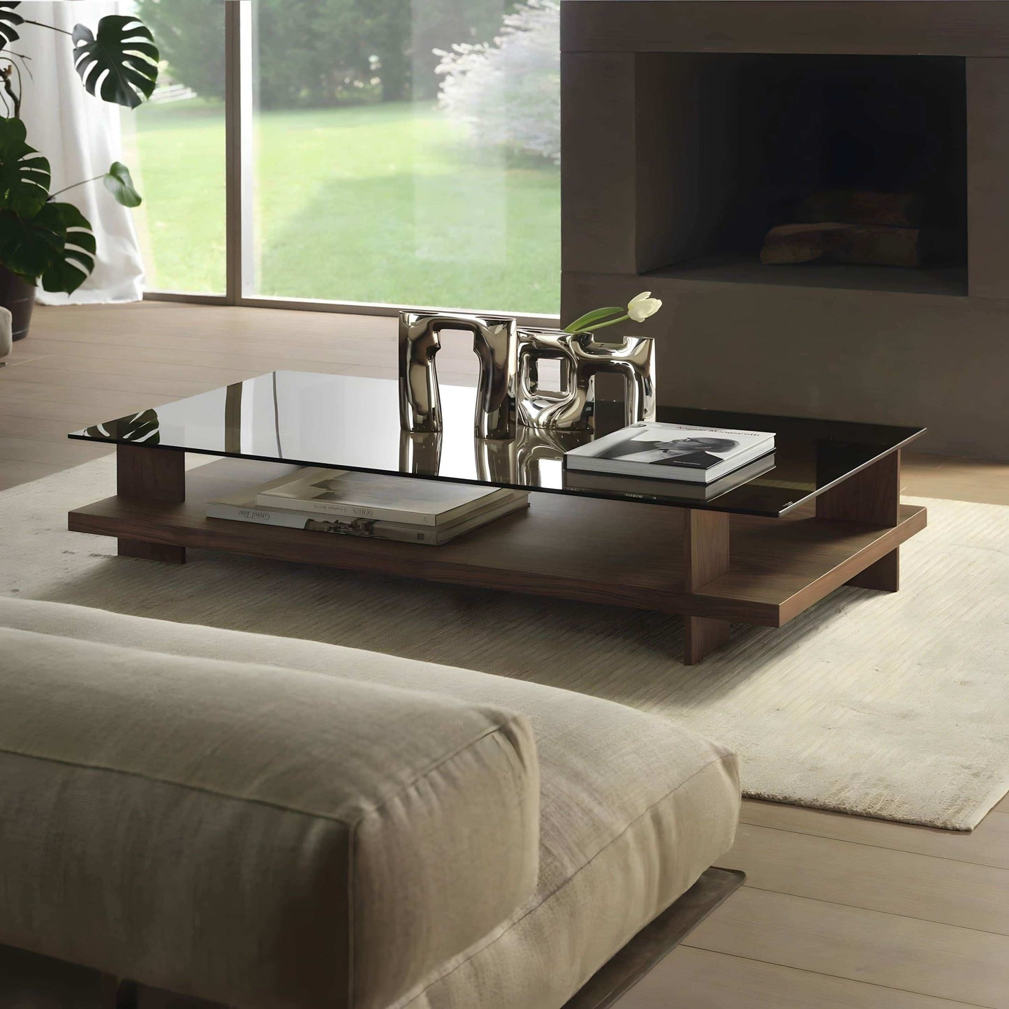 طاولة قهوة بسطح زجاج - Baytuk