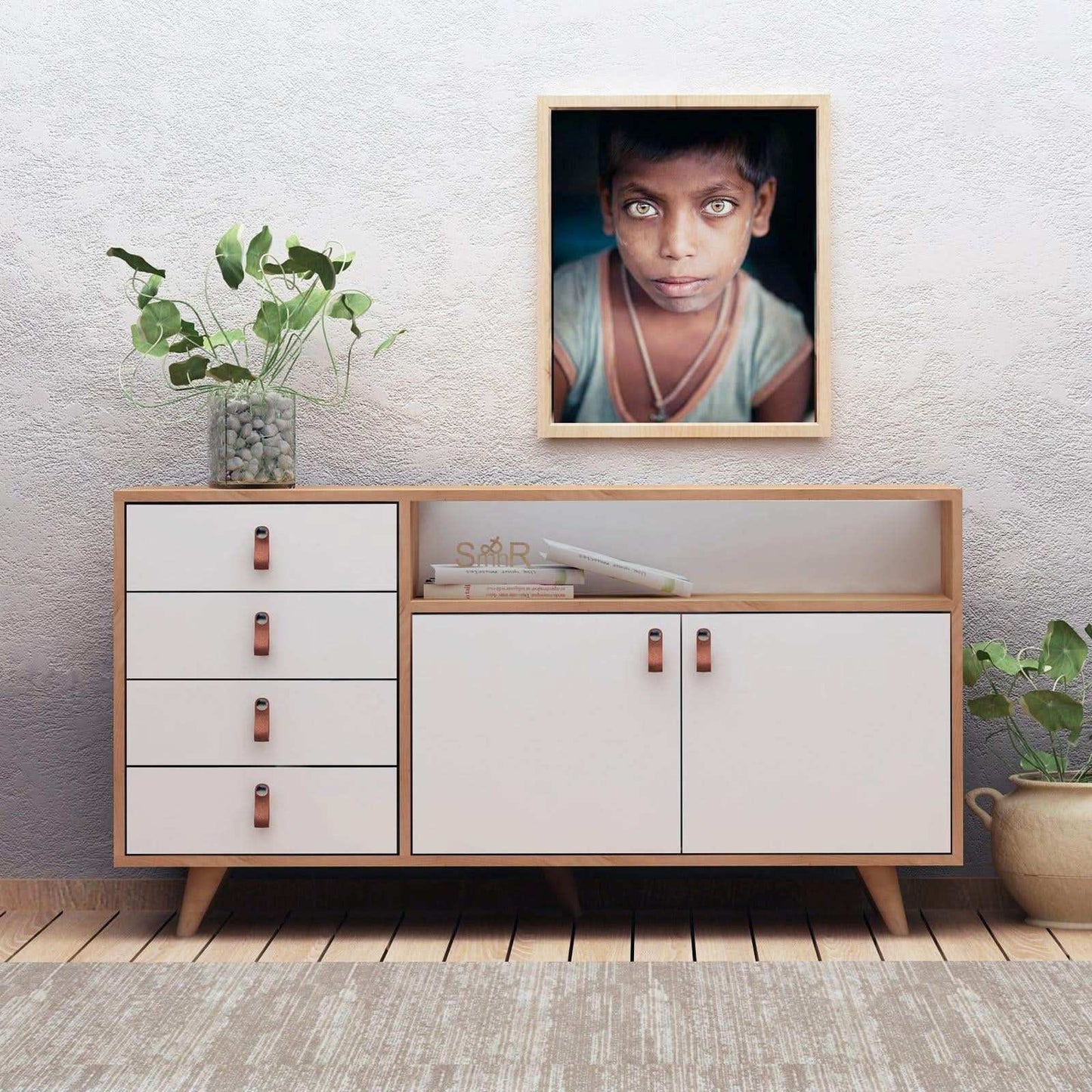 بوفيه خشبي بأدرج جانبية - Baytuk