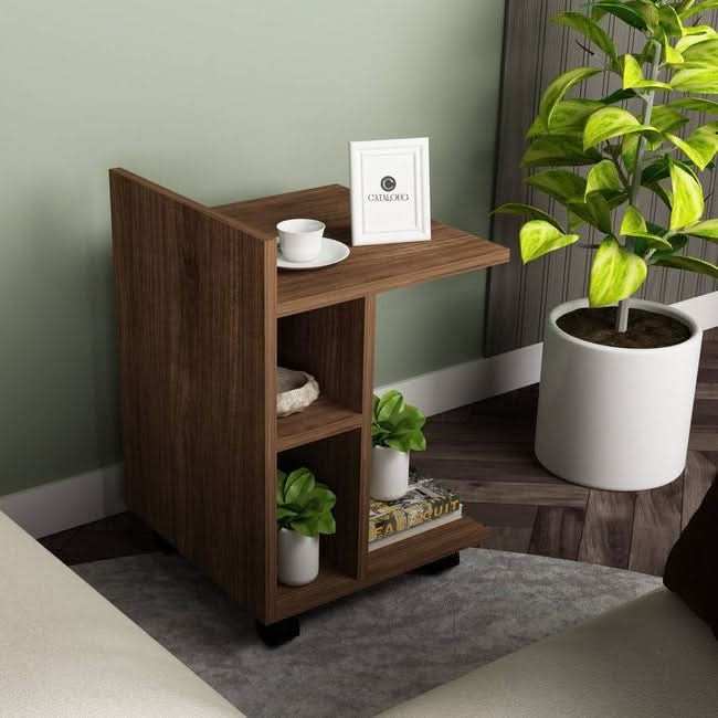 طاولة جانبية بأرفف خشبية - Baytuk