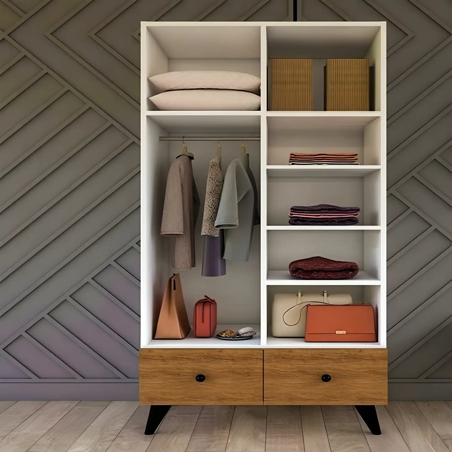 دولاب خشبي أنيق فسيح لتنظيم فعال - Baytuk