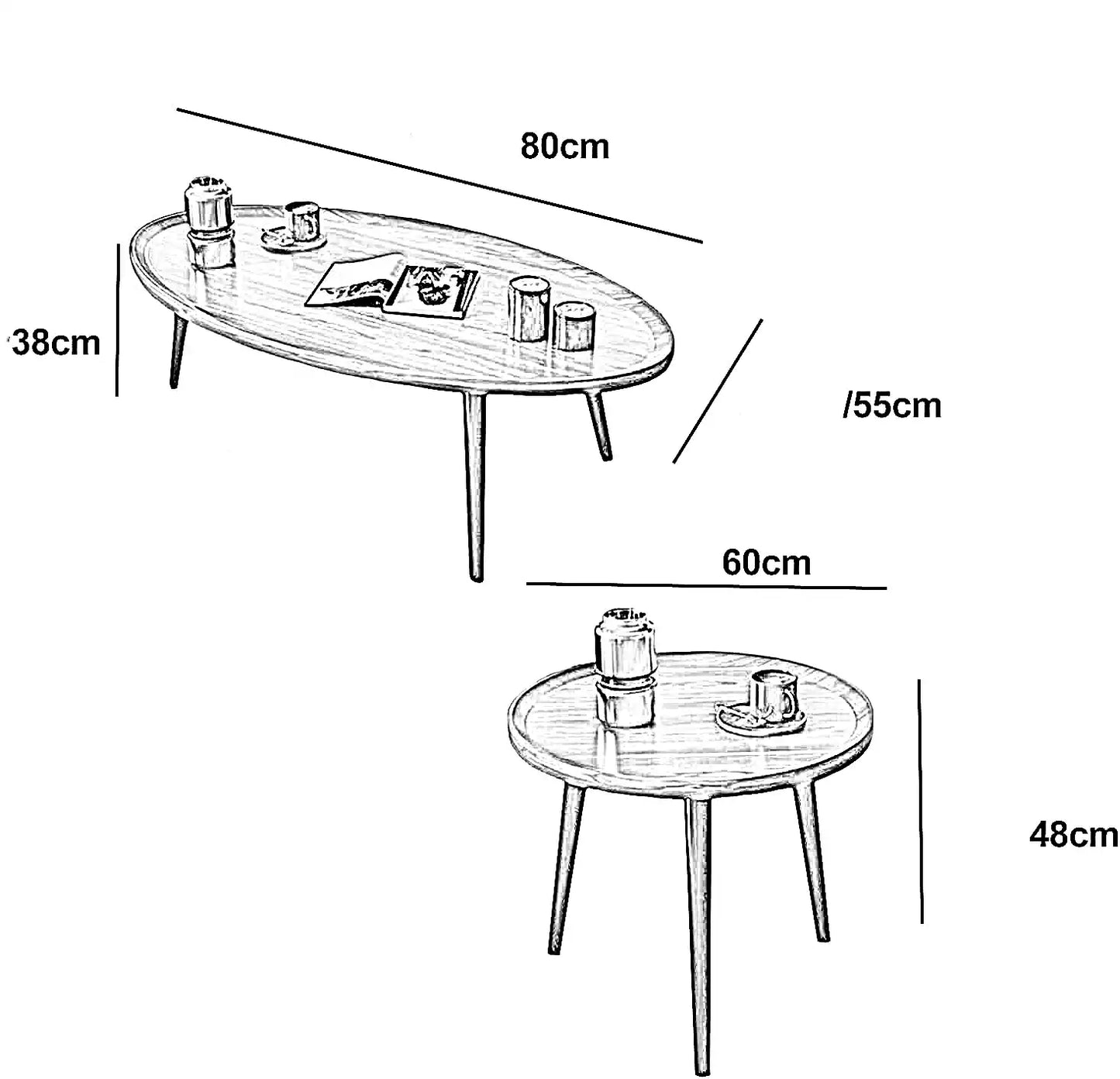 طقم طاولات خشب ام دي اف، قطعتين