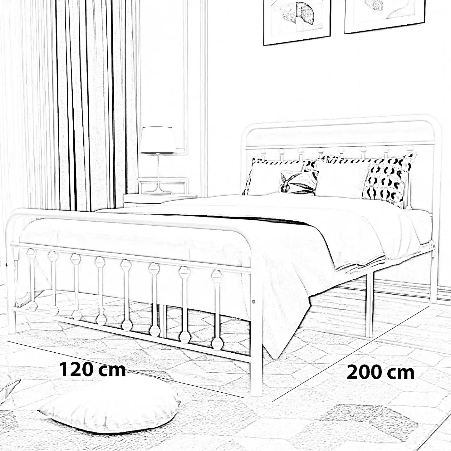 إطار سرير معدني، 120*200 سم