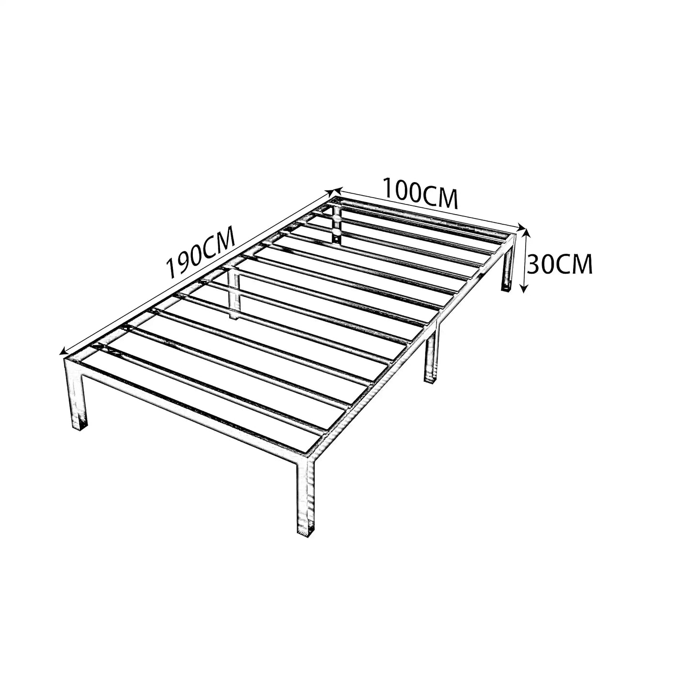 إطار سرير معدني، 100*190*30 سم
