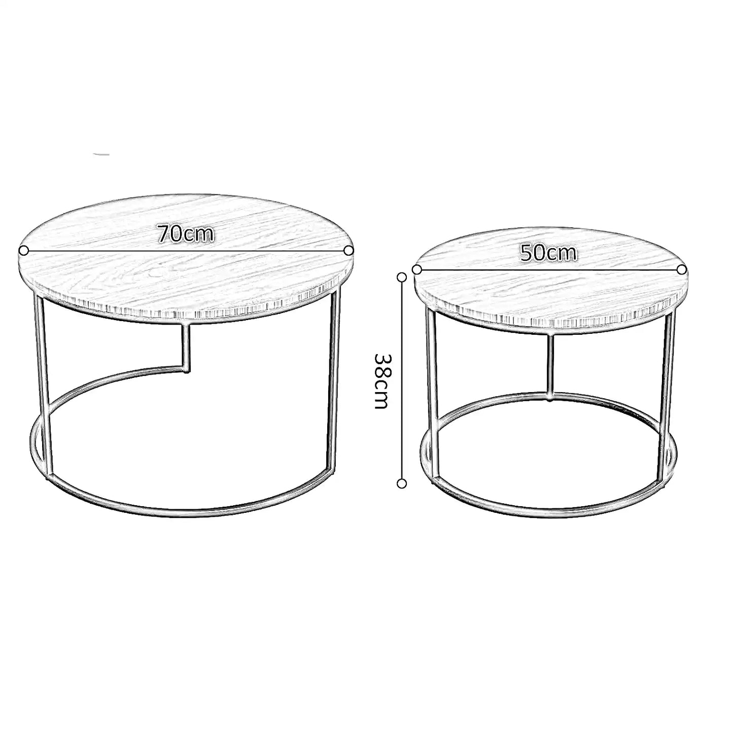 طقم طاولات خشب و معدن، قطعتين