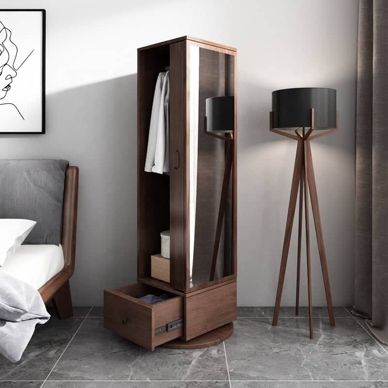 رفوف معطف بمرآة طويلة