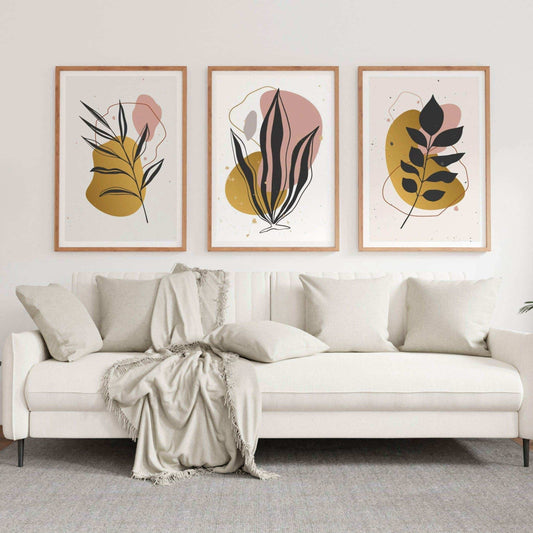 طقم لوحات معلقة بإطار خشبي ولوح زجاج 120*60 سم - Baytuk