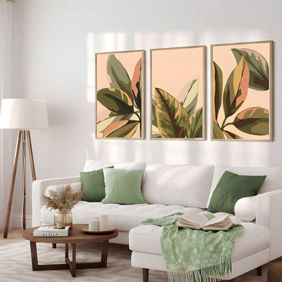 طقم لوحاتبإطار خشب ولوح زجاج 120*60 سم - Baytuk