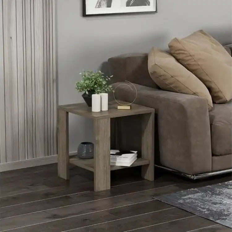 طاولة جانبية بقاعدة خشبية - Baytuk