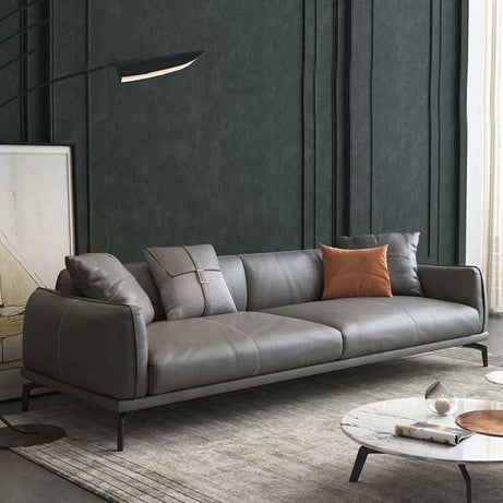 فاخرة كنبة جلد أرجل خشبية راقية - Baytuk