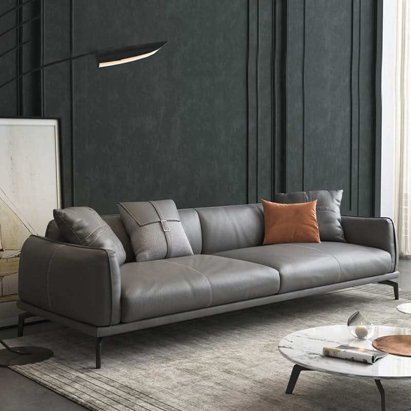 فاخرة كنبة جلد أرجل خشبية راقية - Baytuk