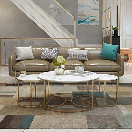 طاولة قهوة متداخلة خشب و معدن - Baytuk