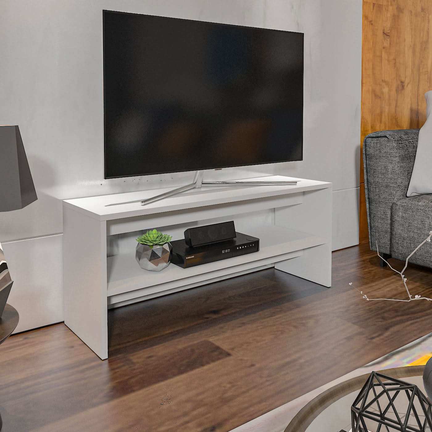 طاولة تلفاز خشبية مزودجة الأرفف - Baytuk