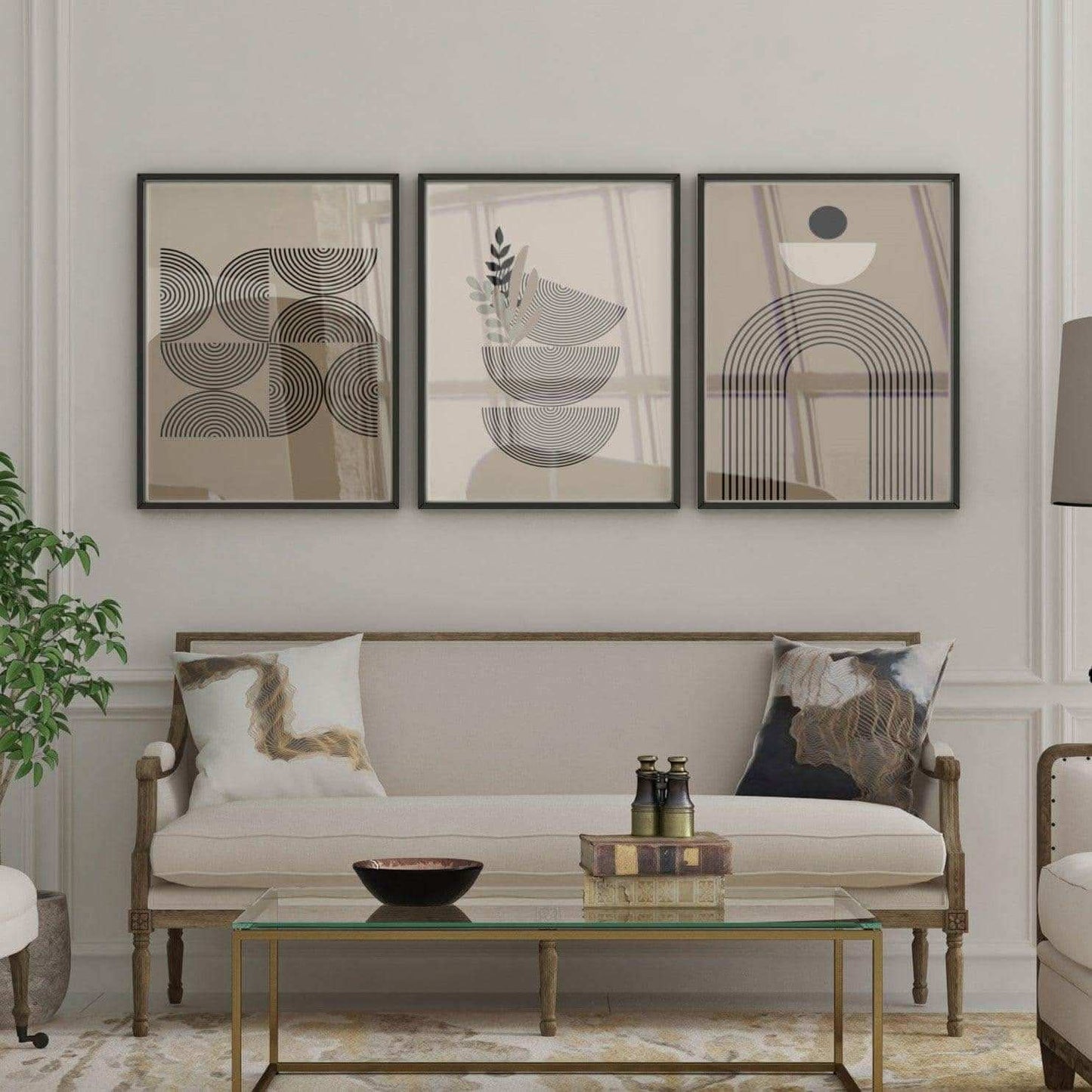 طقم لوحات من 3 قطع بإطار خشبي 120*60 سم - Baytuk