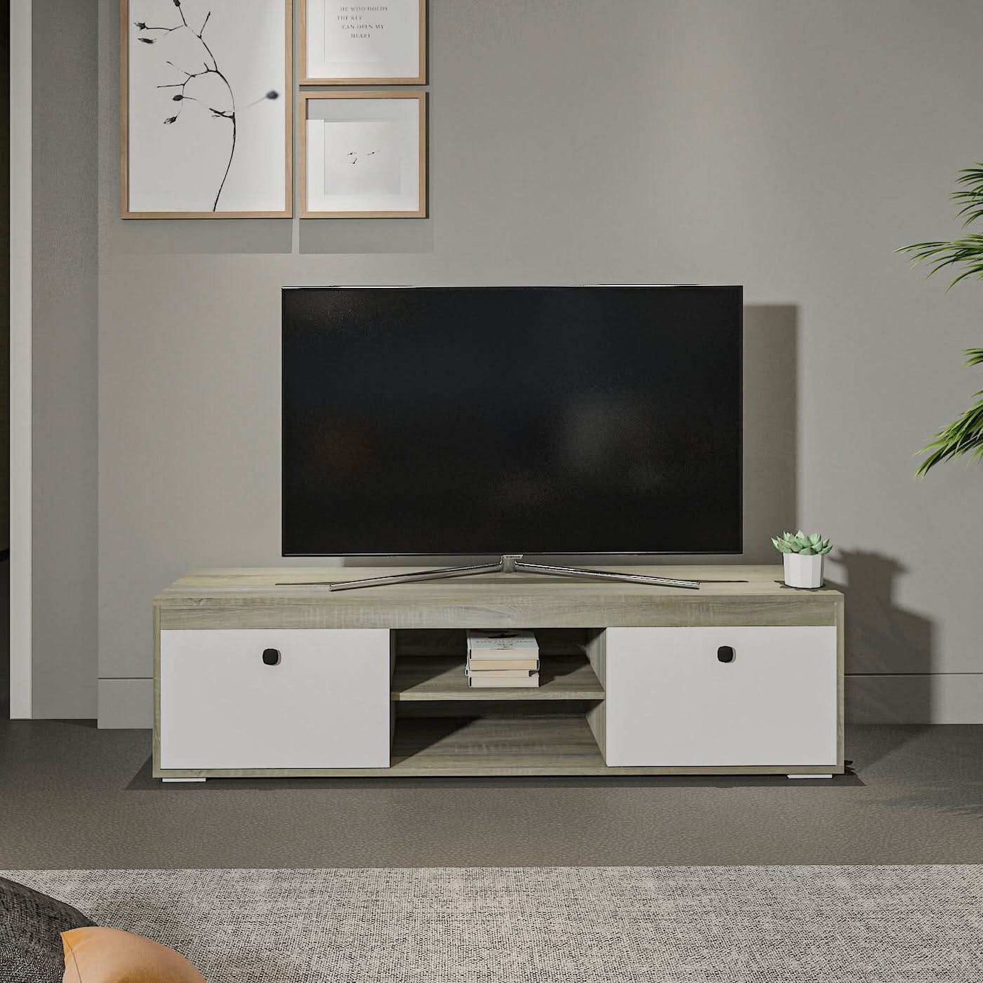 طاولة تلفاز خشبية بتصميم عصري