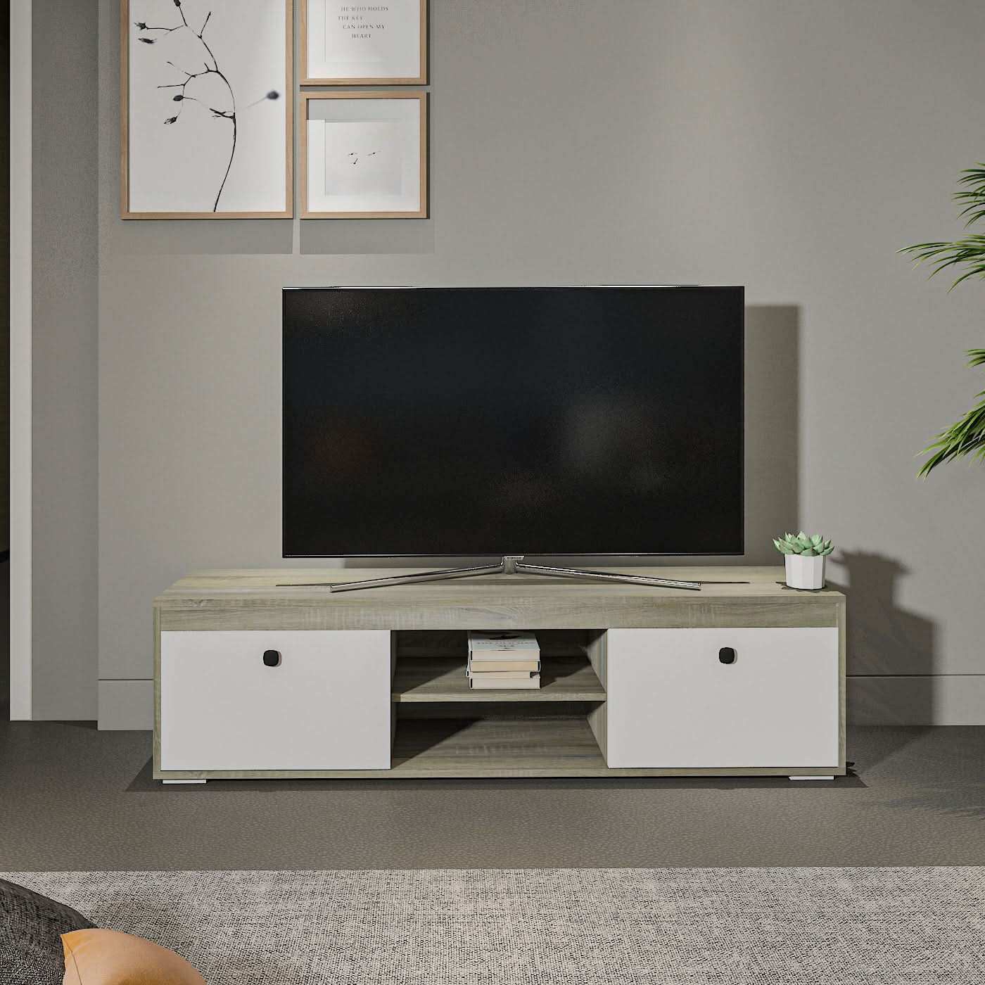 طاولة تلفاز خشبية بتصميم عصري