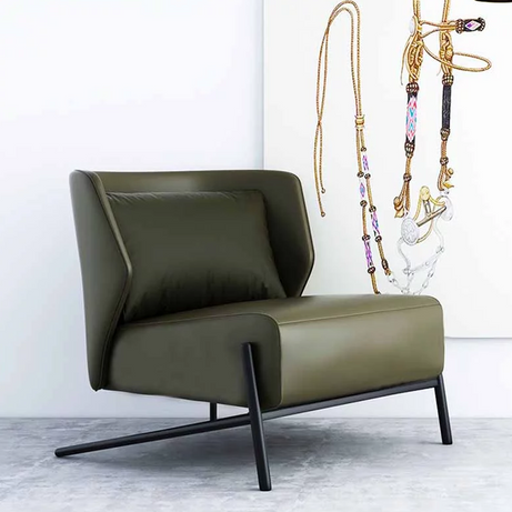 كرسى استرخاء خشب جلد 