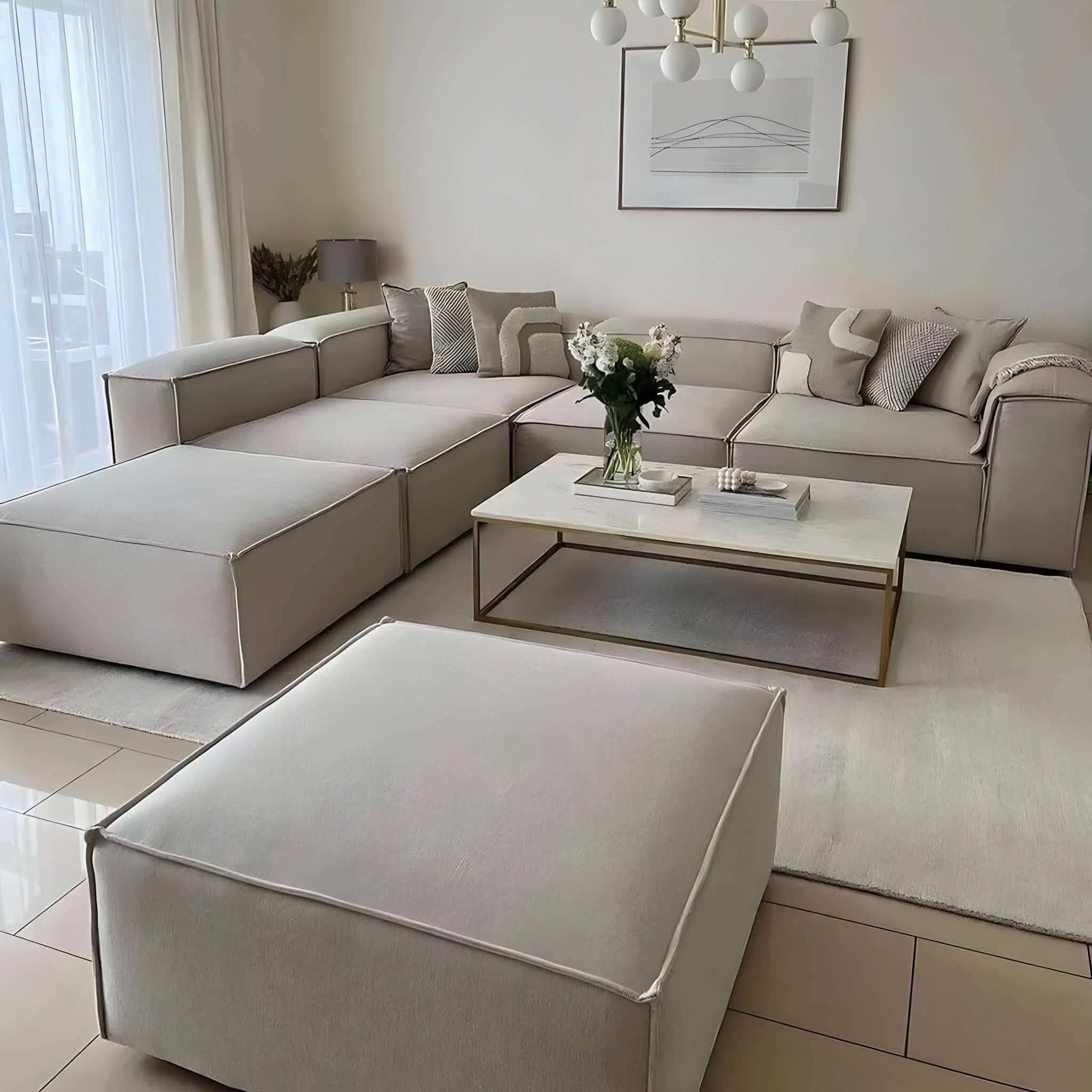 ركنة و 2 بف خشب زان، 295*265*85*75 سم