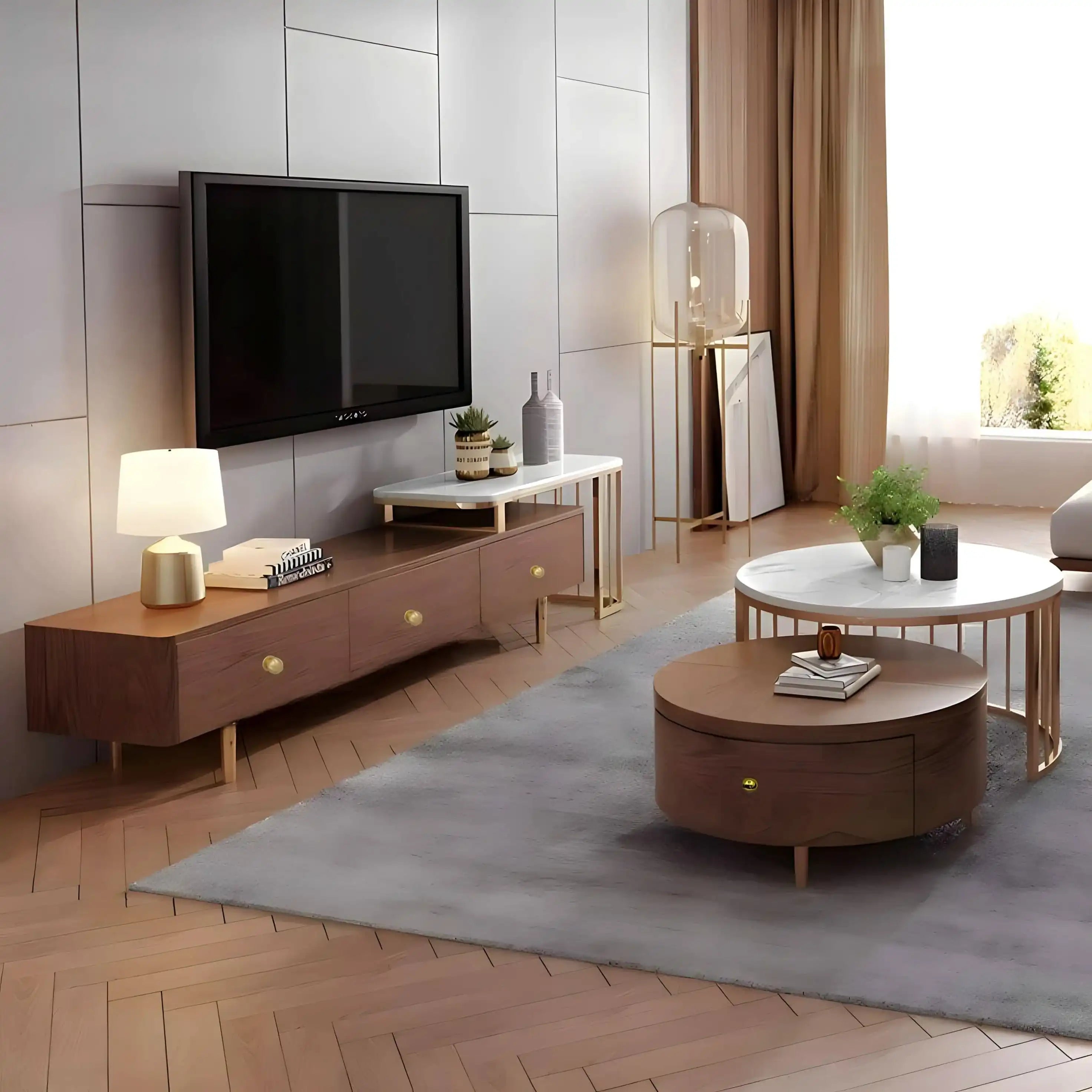 طقم طاولات ام دي اف و استانلس - Baytuk