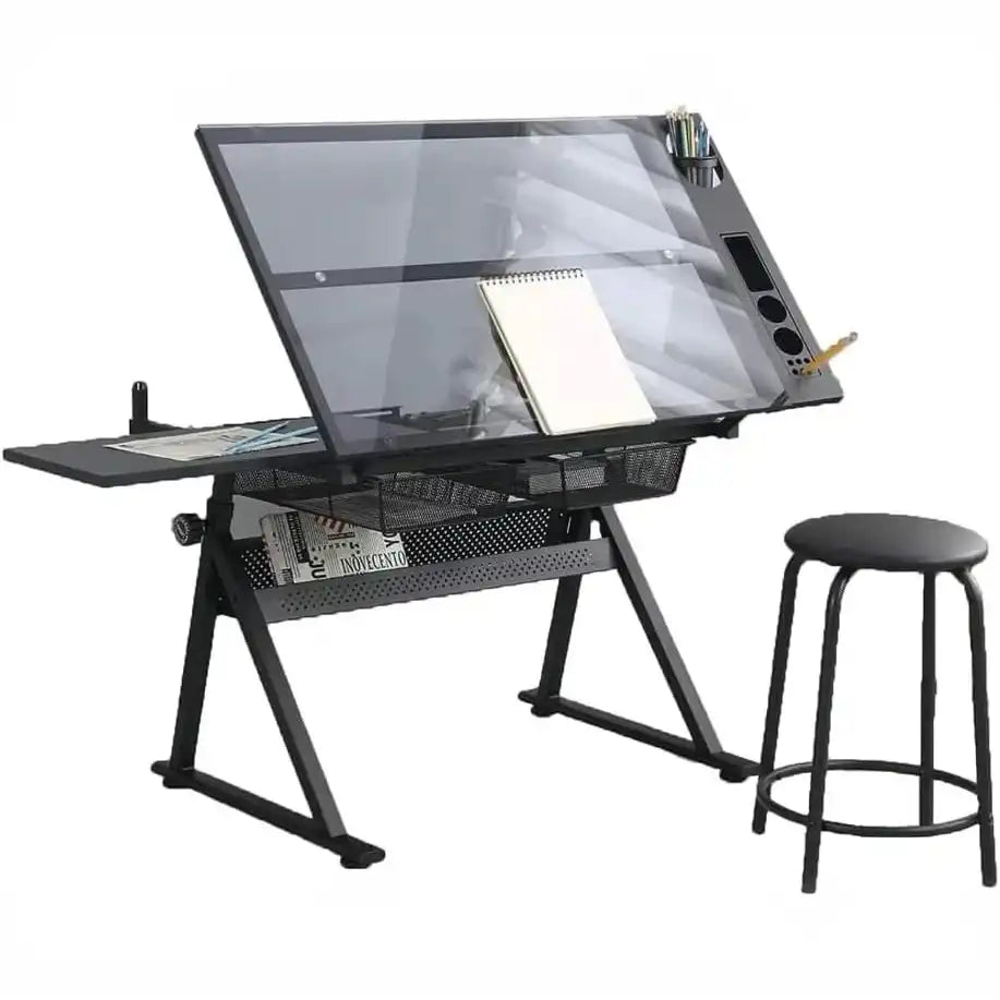 طاولة رسم بإطار زجاجي، 71*58*88 سم