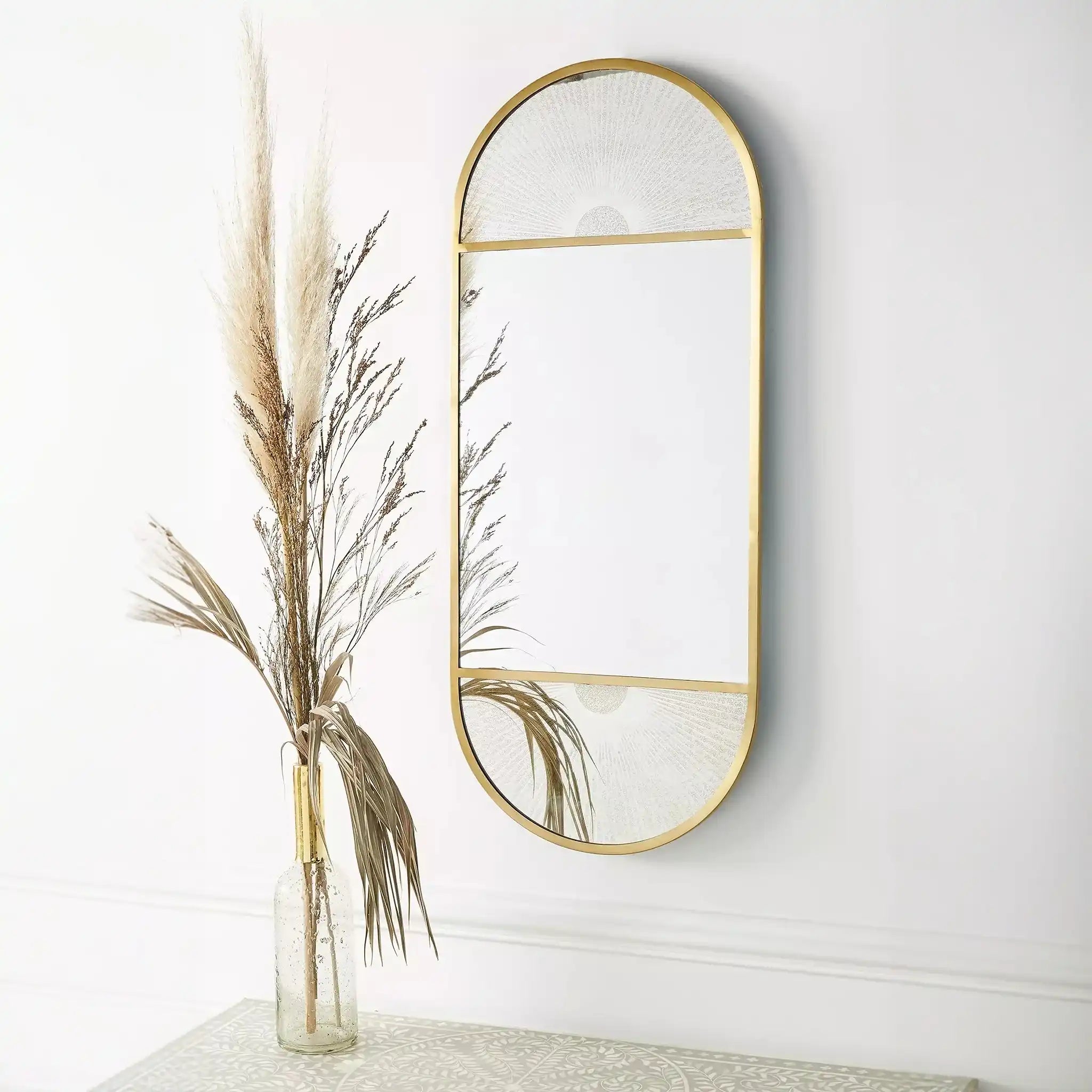 مرآة بإطار ذهبي فخمة - Baytuk