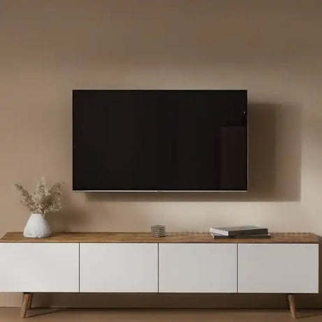 طاولة تلفاز بسطح خشبي - Baytuk