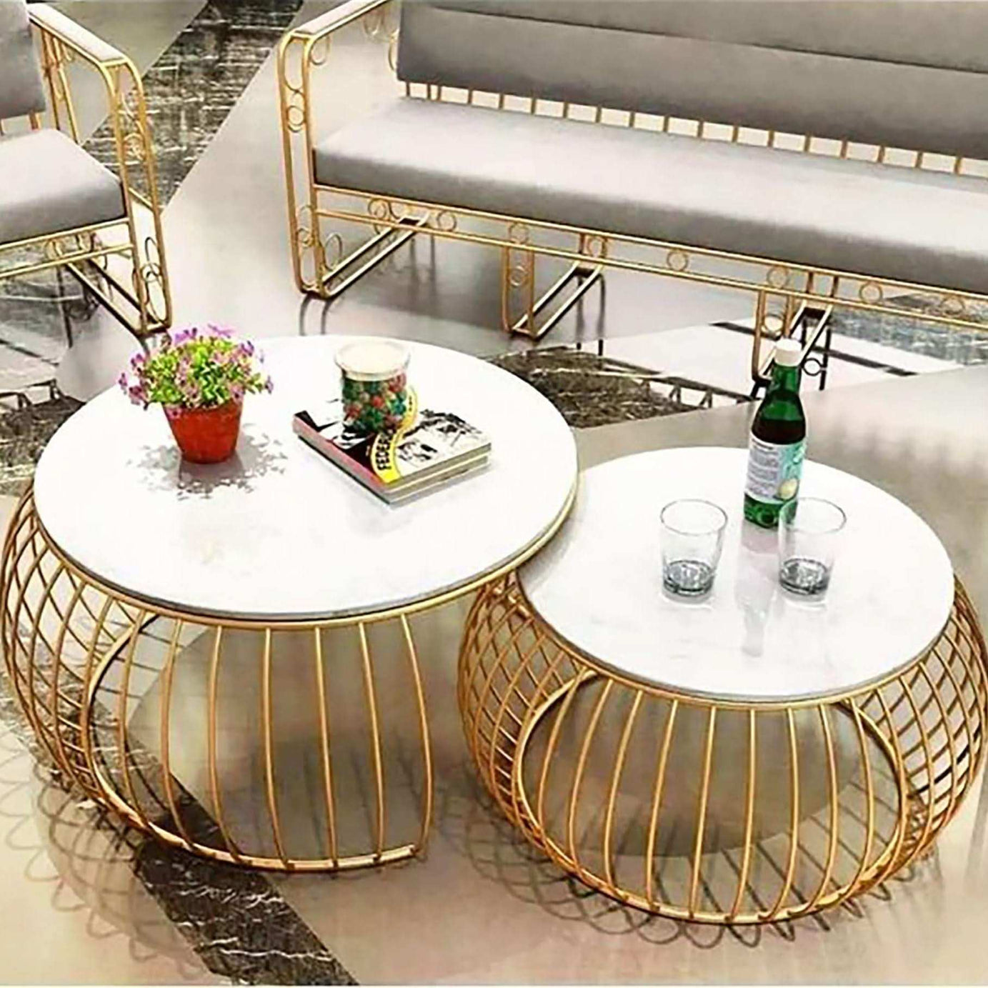 طقم طاولات قهوة دائري - Baytuk