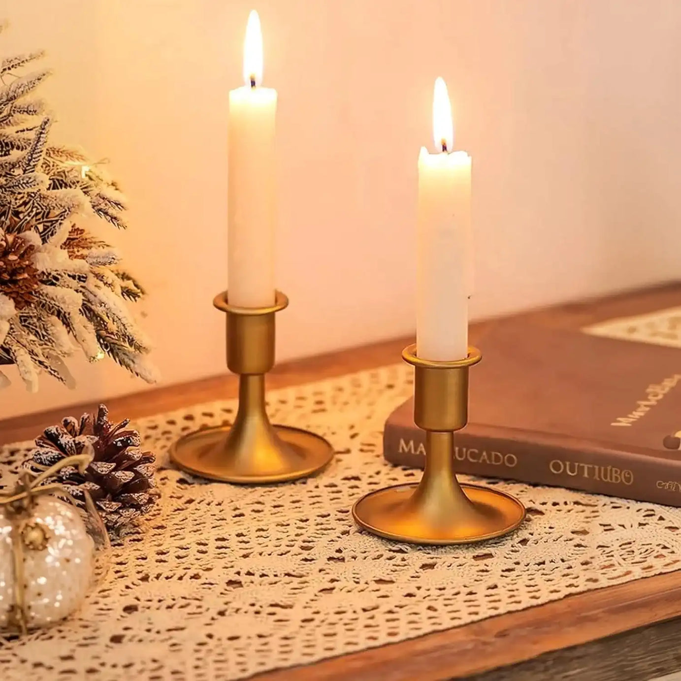 طقم حامل شموع معدني، 3*8*8 سم - قطعتين