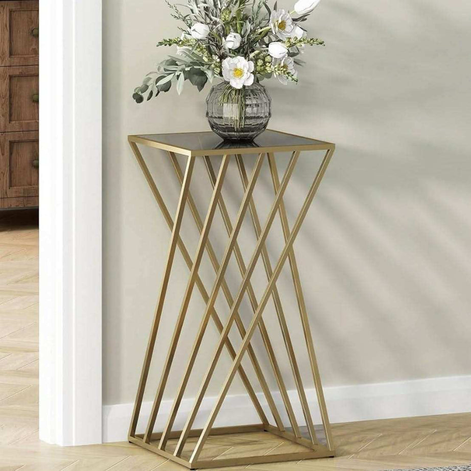 طاولة معدن بسطح زجاج - Baytuk