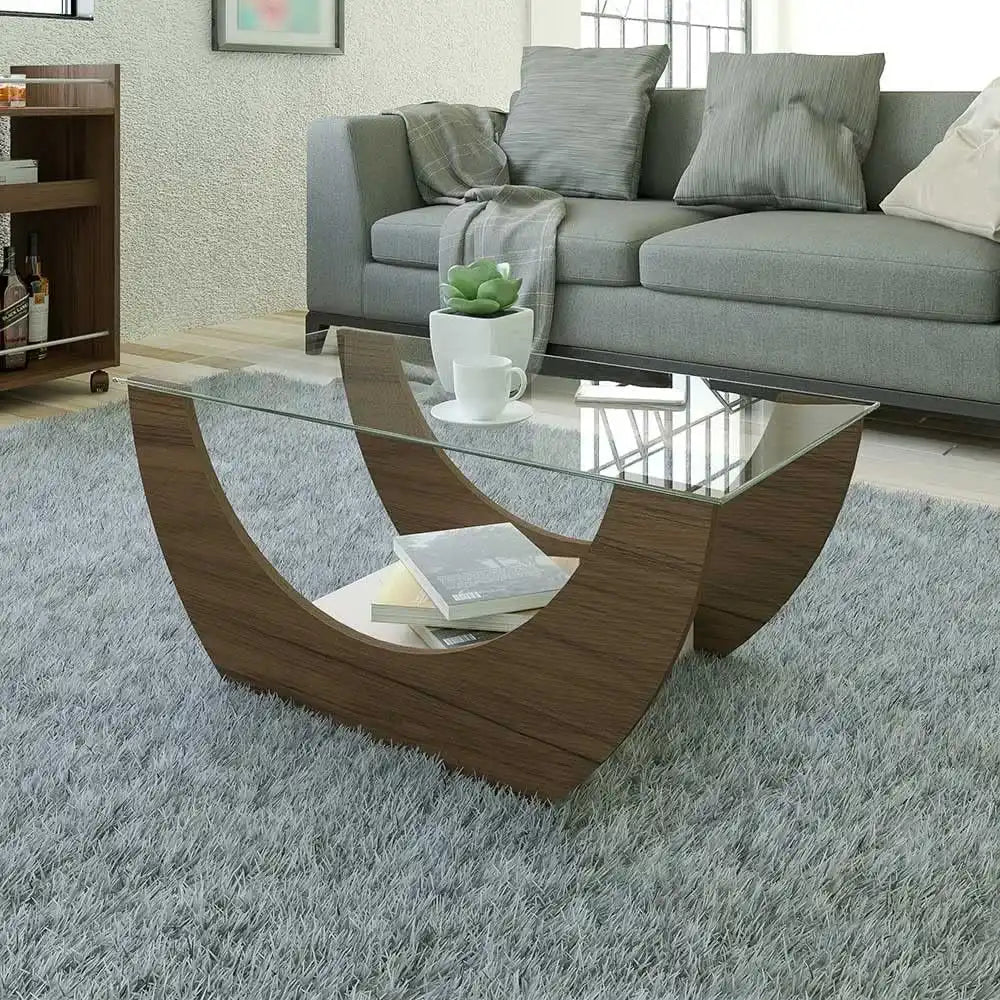 طاولة قهوة بسطح زجاج، 82*42*36 سم