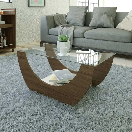 طاولة قهوة بسطح زجاج، 82*42*36 سم