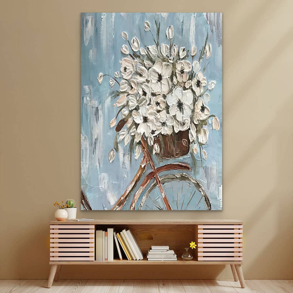 تابلوه بشكل حامل ورد ابيض