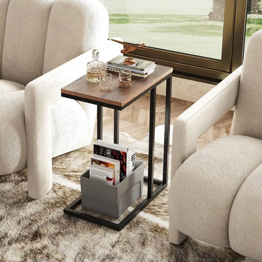 طاولة جانبية خشب و معدن، 30*48*59 سم