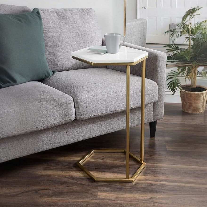 طاولة جانبية معدن بسطح رخام - Baytuk