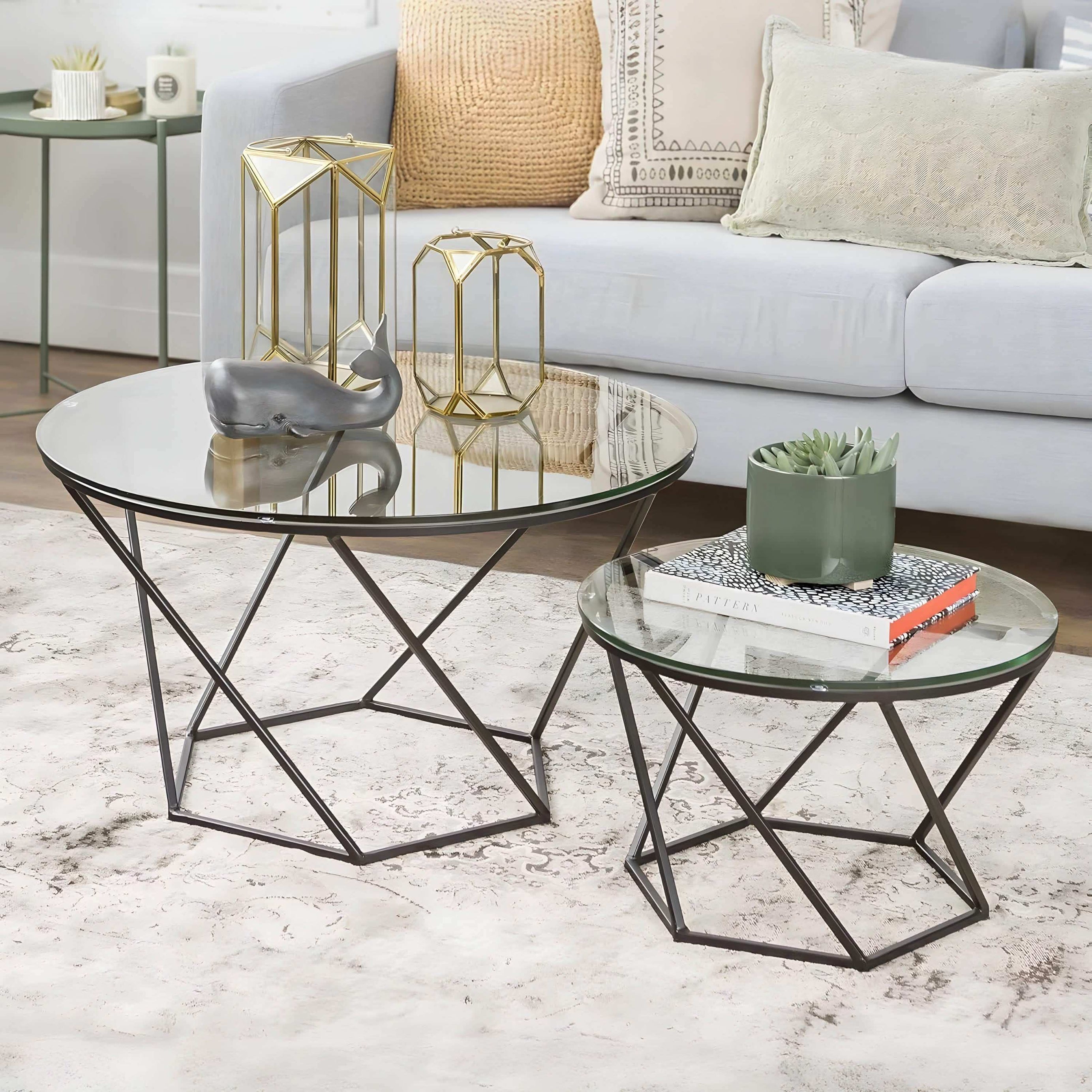 طاولة قهوة بسطح زجاج - Baytuk