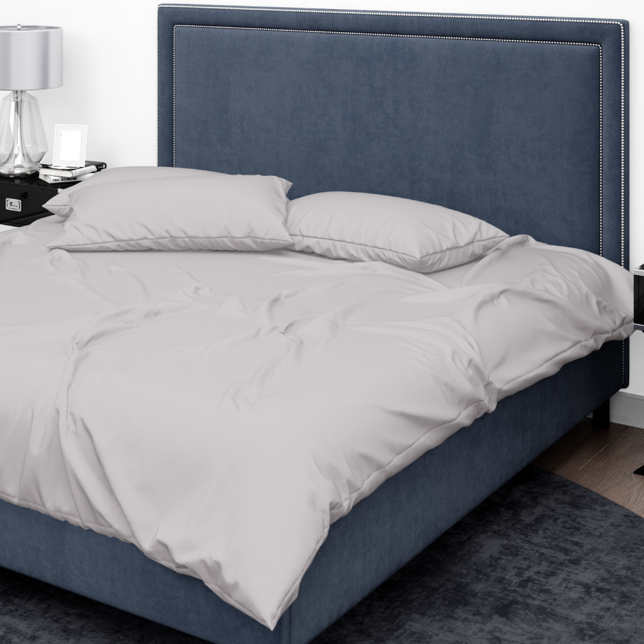 غطاء لحاف مع غطاء وسادتين رمادي فاتح