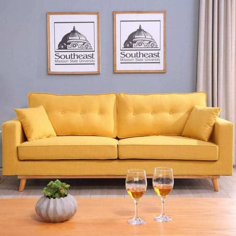 كنبة فاخرة بتصميم كابتونيه لون أصفر مبهج - Baytuk