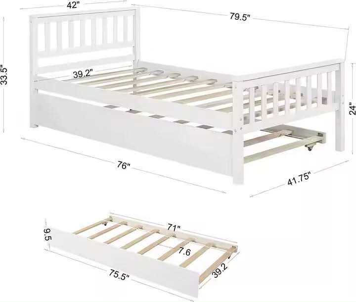 سرير أبيض بتصميم بسيط - Baytuk