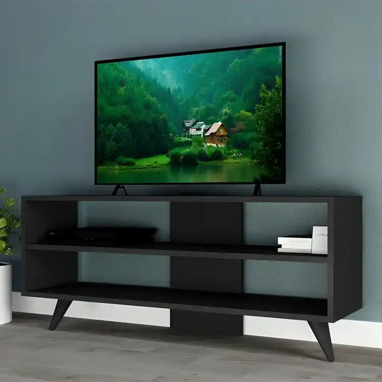 طاولة تلفاز بأرجل خشبية - Baytuk