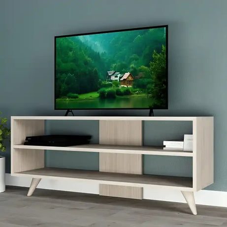 طاولة تلفاز بأرجل خشبية - Baytuk