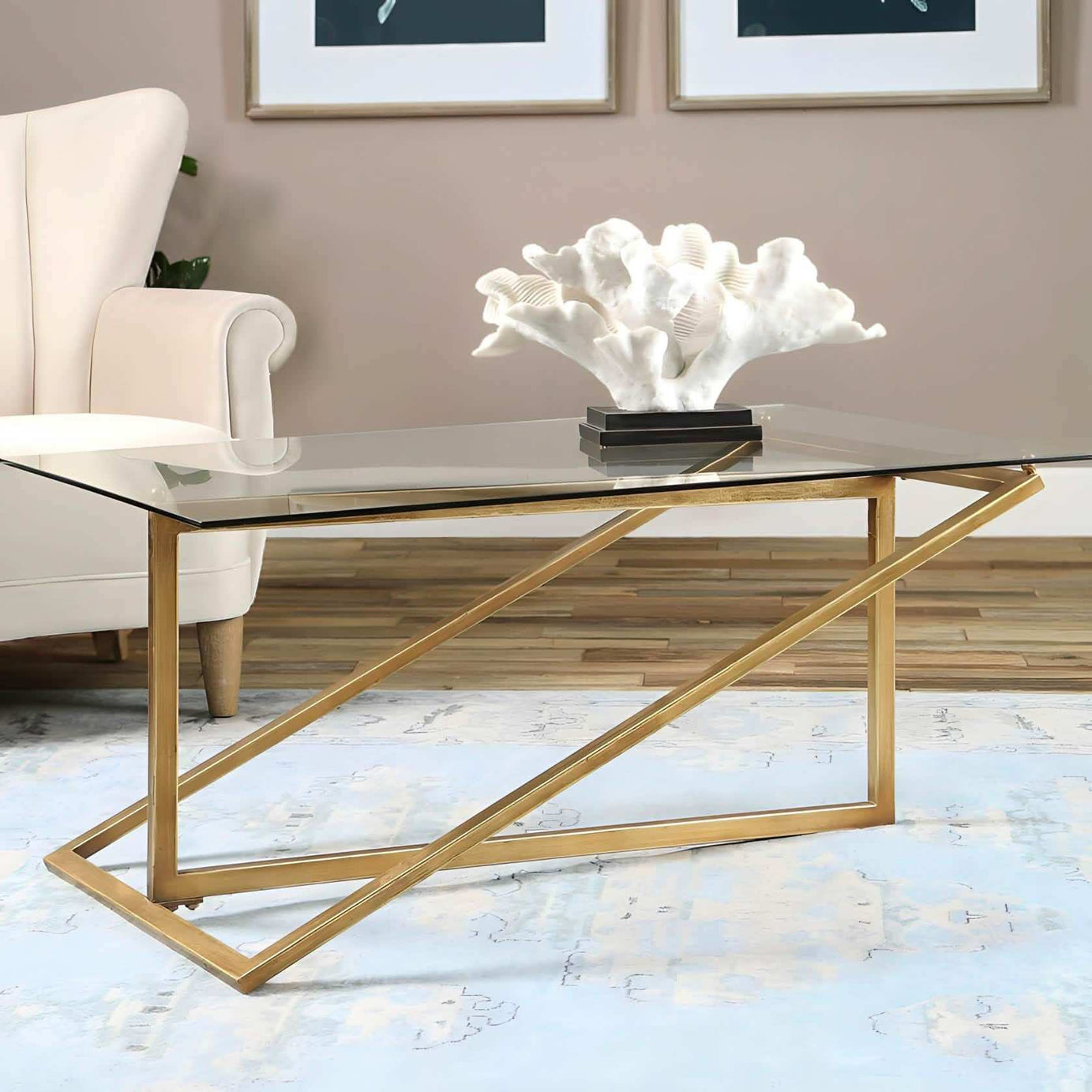 طاولة قهوة بسطح زجاج - Baytuk