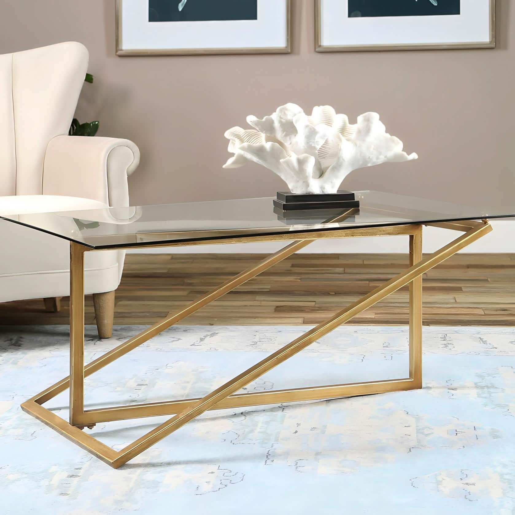 طاولة قهوة بسطح زجاج - Baytuk