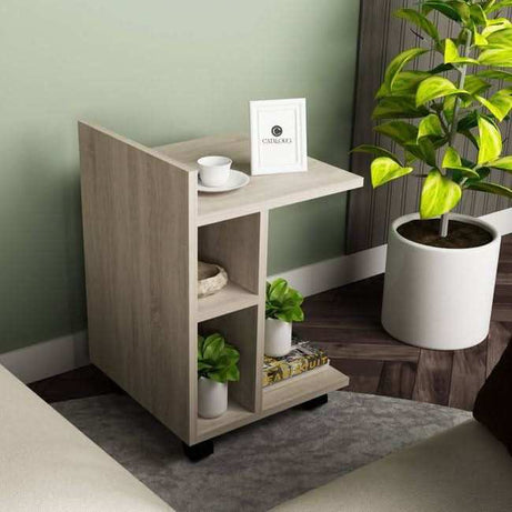 طاولة جانبية بأرفف خشبية - Baytuk