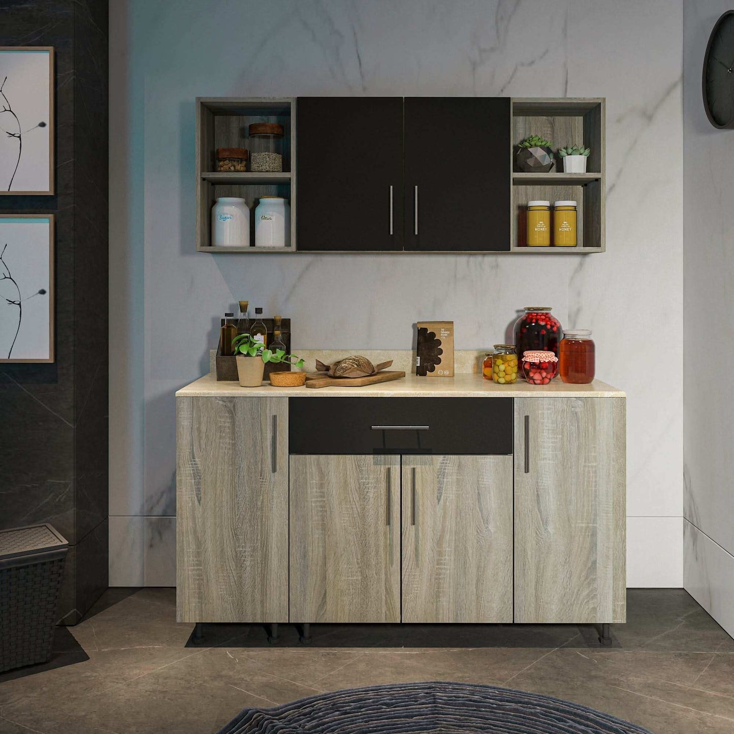 وحدة مطبخ خشبية أنيقة