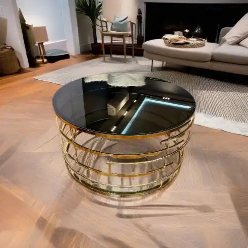 طاولة قهوة دائرية بهيكل معدني - Baytuk