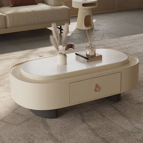 طاولة قهوه بيضاء مع دراج امامي