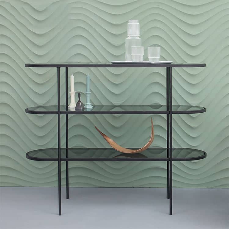 ارفف جانبية بسطح زجاجي للتخزين المدمج والمفتوح