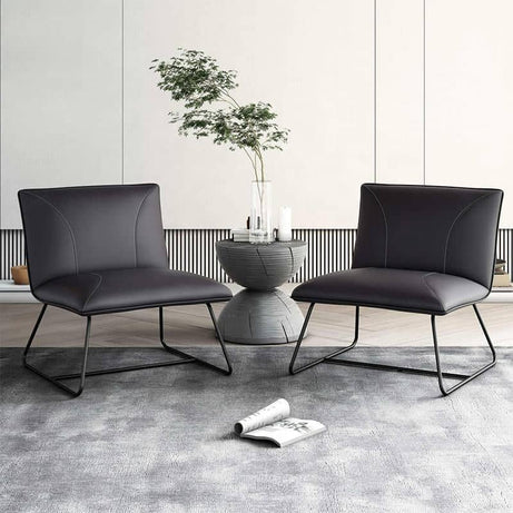  كرسي معدني جلد تصميم بسيط