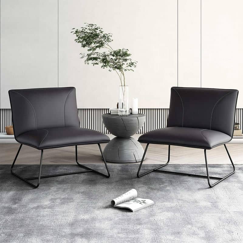  كرسي معدني جلد تصميم بسيط