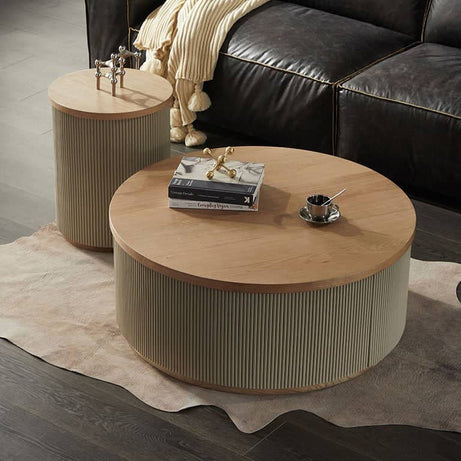 تصميم طاولة قهوه خشبية مزدوجة