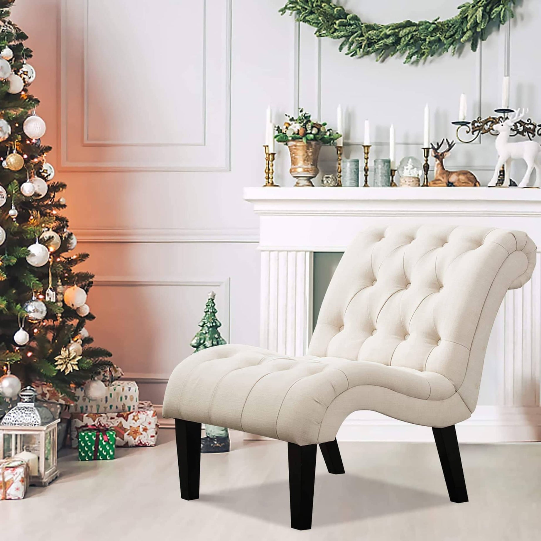 تصميم كرسي استرخاء من الكتان والخشب 